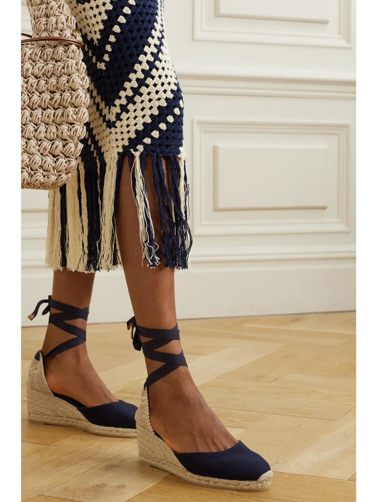 Castañer Navy Carina 80mm Espadrilles Wedges -Size 38