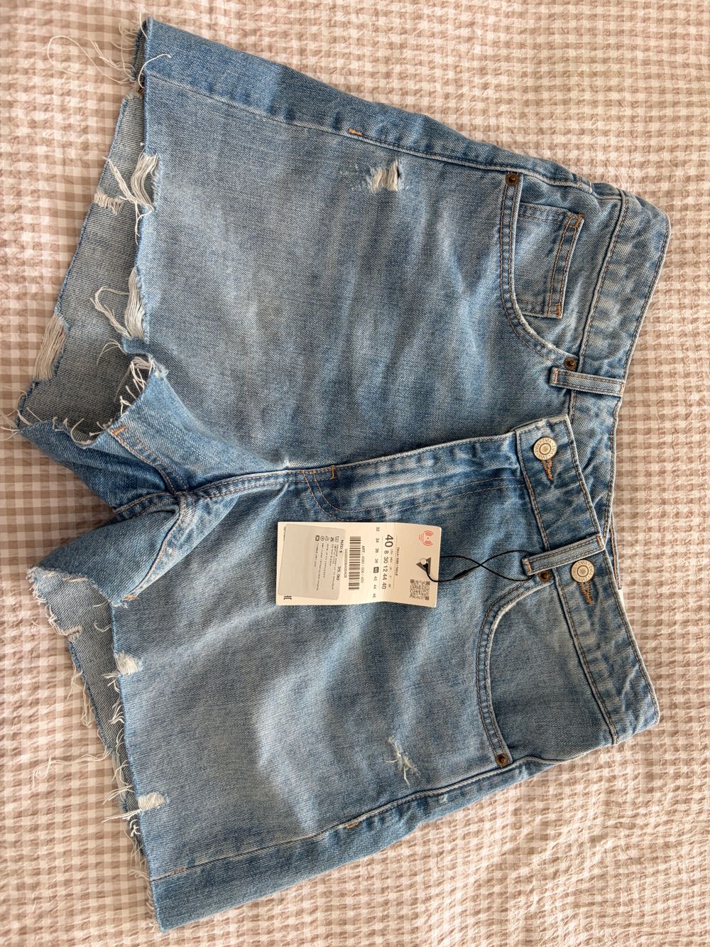 Zara Crossed Waist Mom Fit Bermuda Blue Denim Shorts