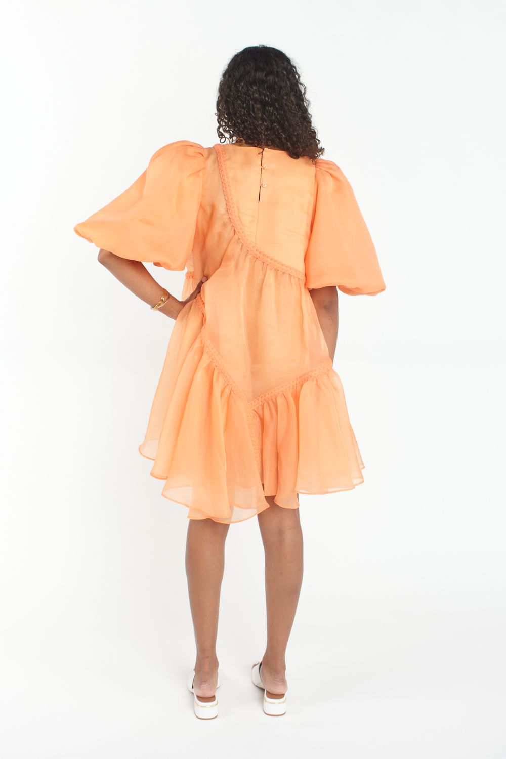 Aje Riviera Asymmetric Braided Puff Sleeve Dress All The Dresses