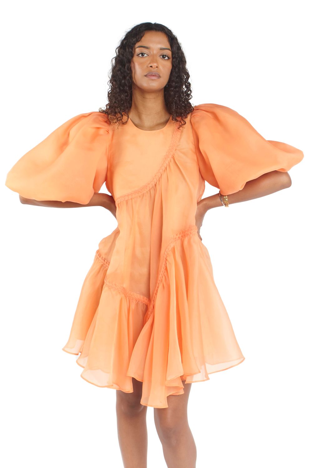 Aje Riviera Asymmetric Braided Puff Sleeve Dress All The Dresses