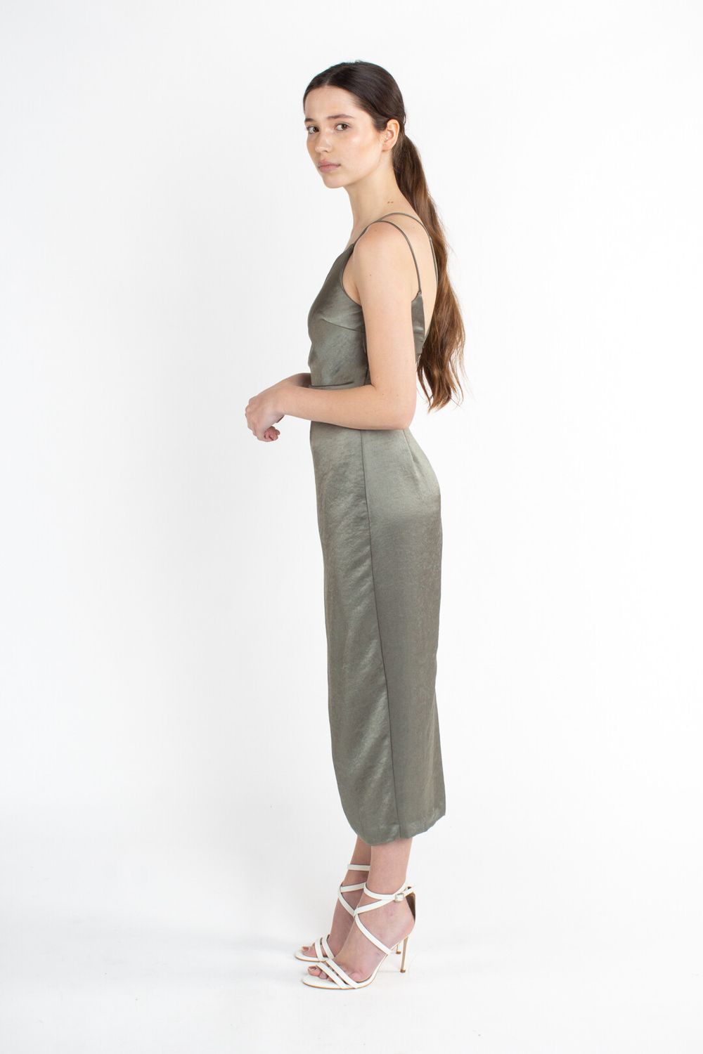 mila asymmetric midi dress Mila Asymmetrical Cheetah Satin Jacquard Midi Dres