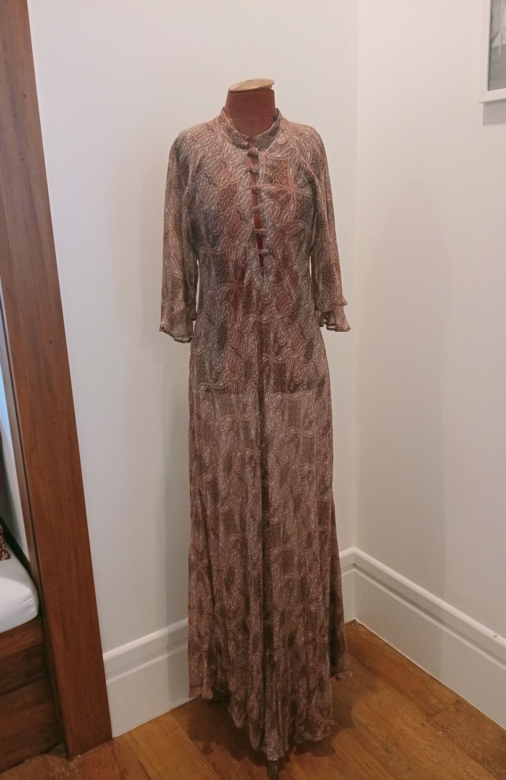 'Dawn' made in LA - Silk Chiffon Boho Maxi Dress / 8