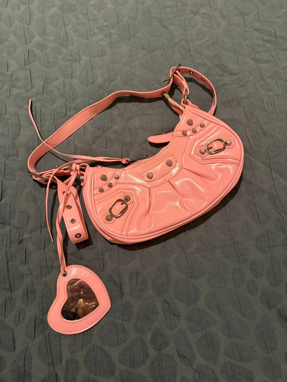 Pink Patent Leather Baguette Bag