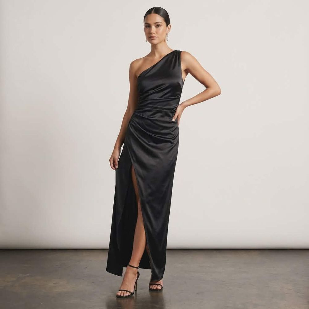 Black One-Shoulder Maxi Dress
