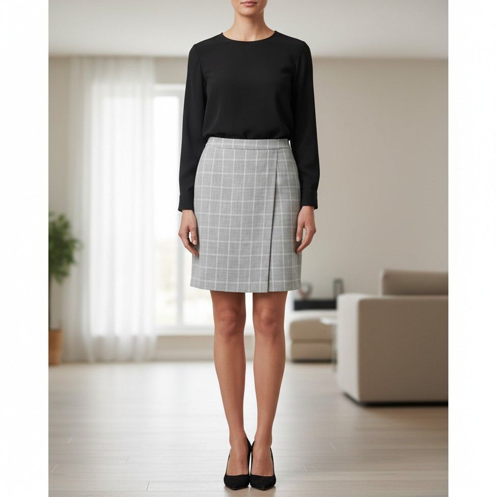 Grey Plaid Skirt