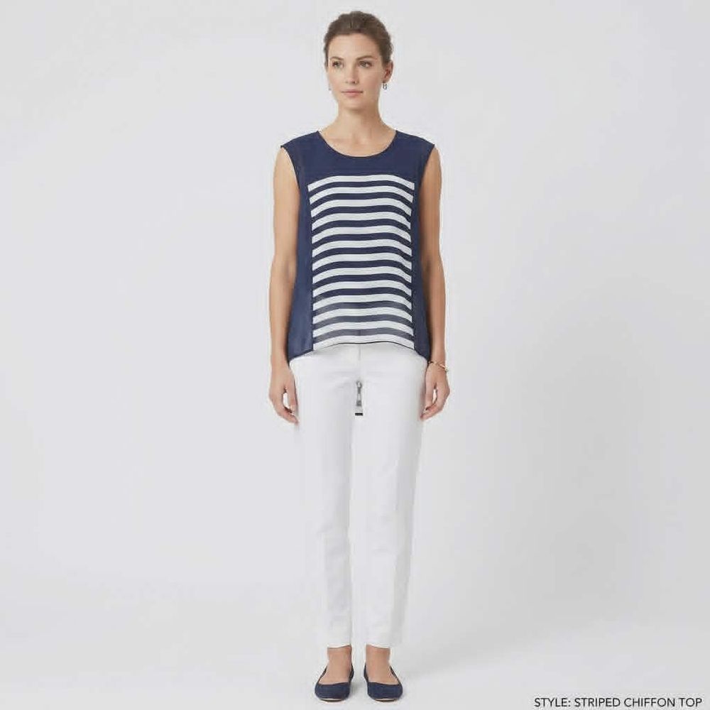Jacqui.E Navy Striped Top