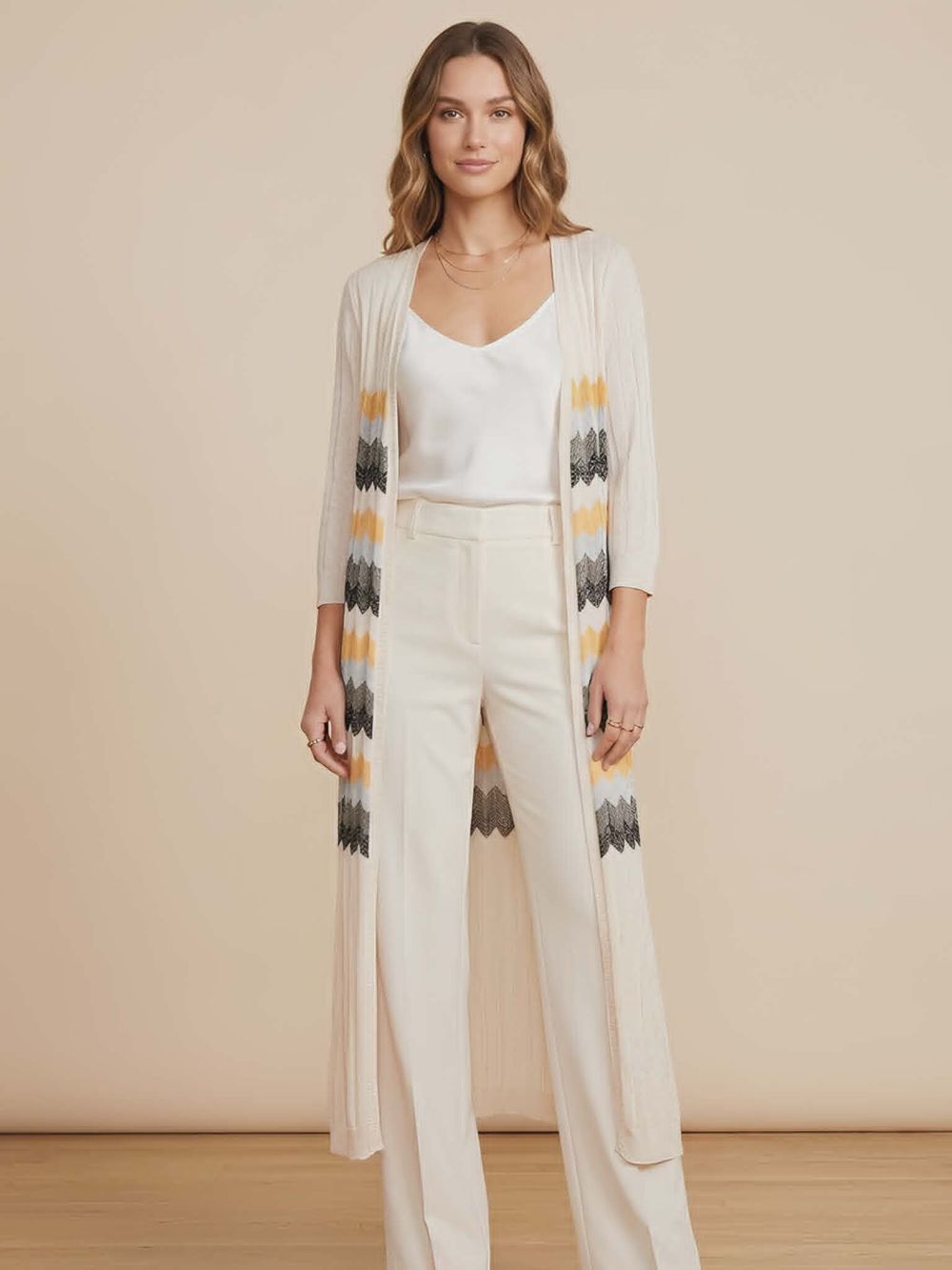 Charlotte The Label Cream Chevron Knit Cardigan
