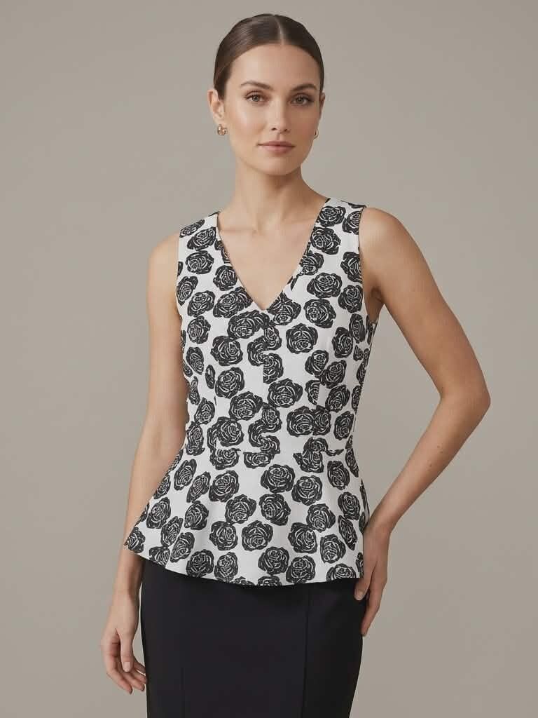 Portmans Black & White Rose Top