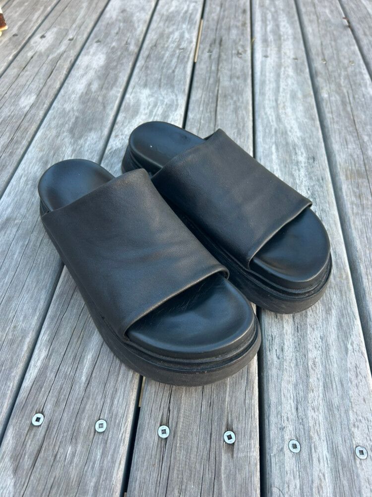 COS Black Leather Platform Slides