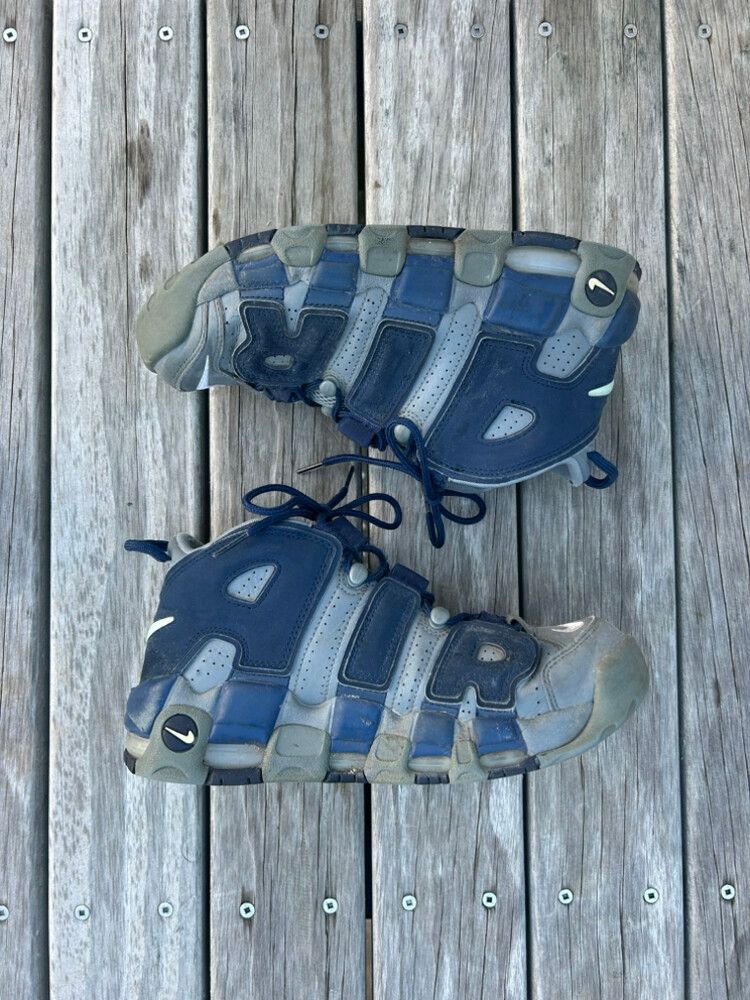 Nike Blue and Grey Air More Uptempo Sneakers