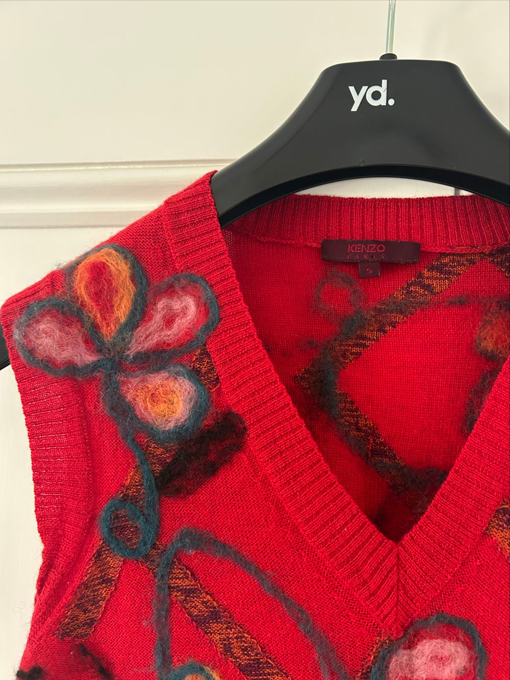 Vintage Kenzo Red Floral Knit Vest