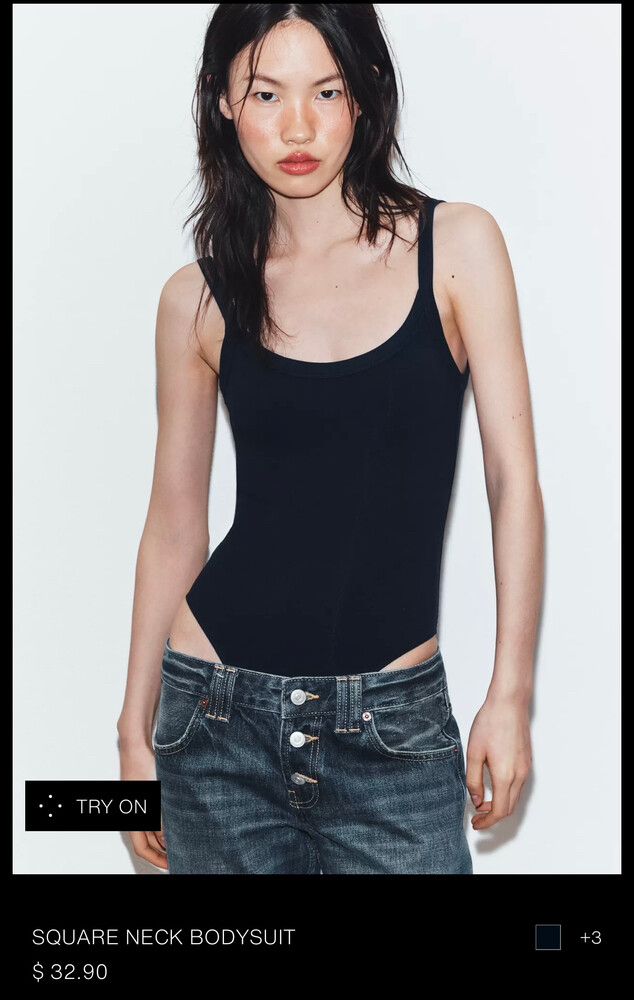 ZARA BLACK SQUARE NECK BODY SUIT