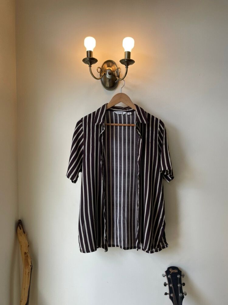 Glassons Brown White Stripe Shirt Size 10