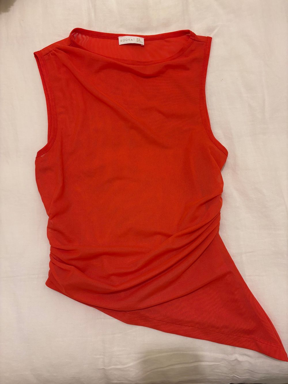 Kookai Red/Orange mesh Asymmetric Top