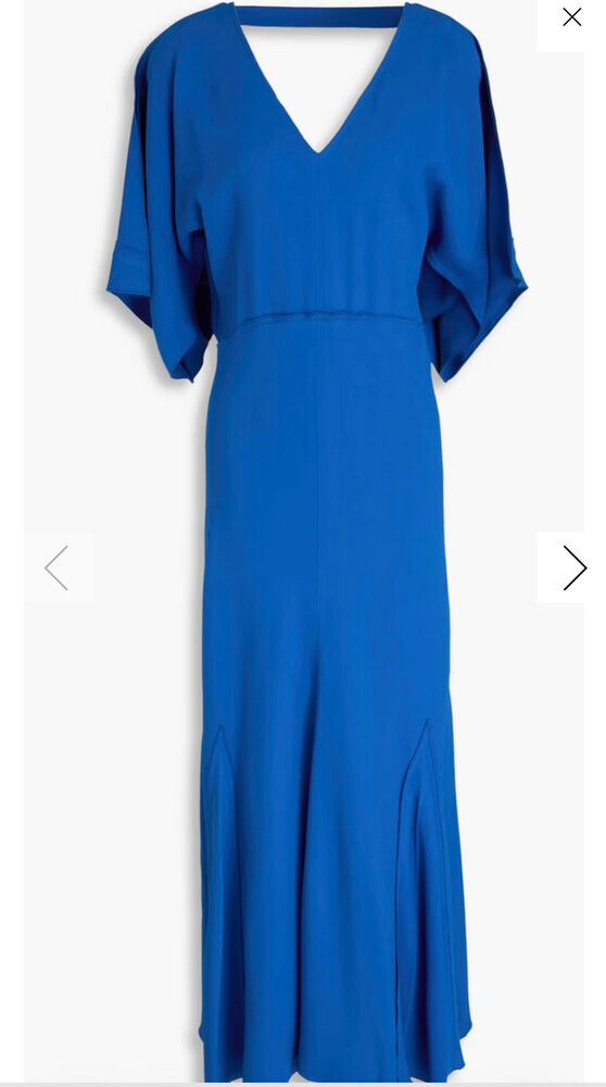 Victoria Beckham Blue V-Neck Bias Godet Dress size 8 New Without Tags