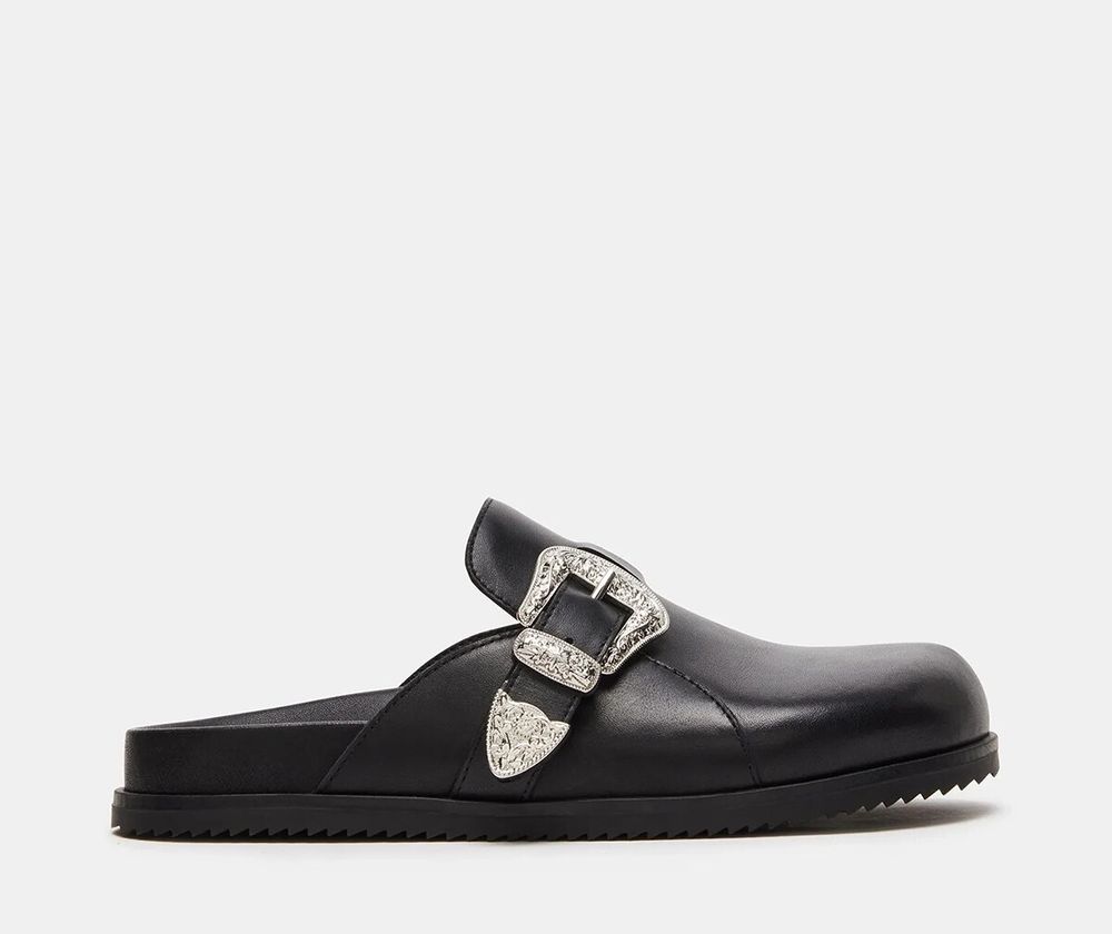 Steve Madden Black Leather Clogs