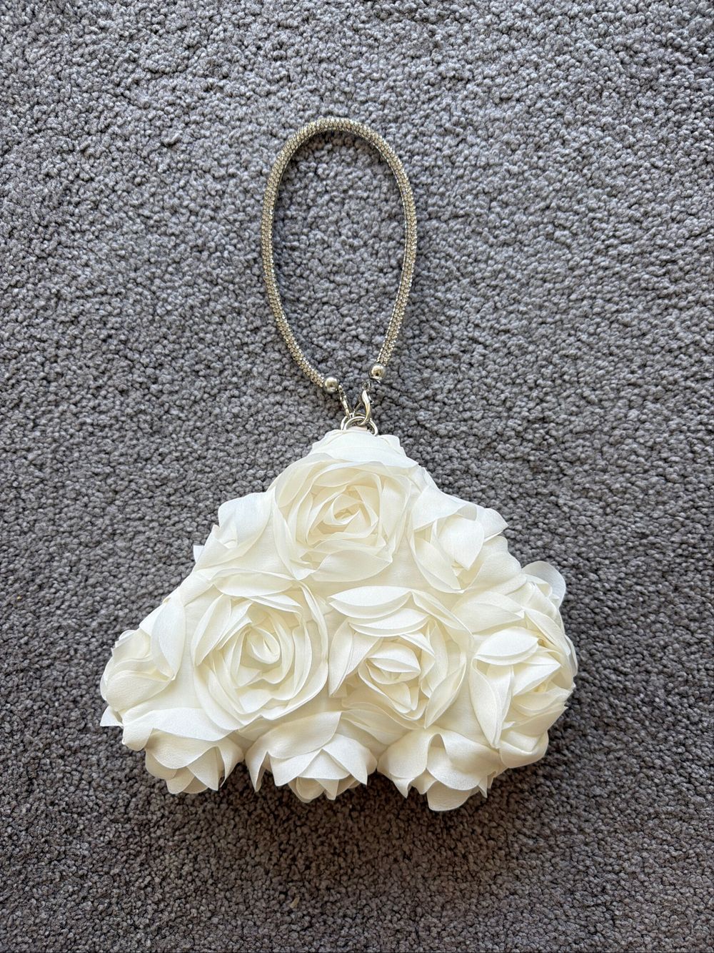white rose bridal bag