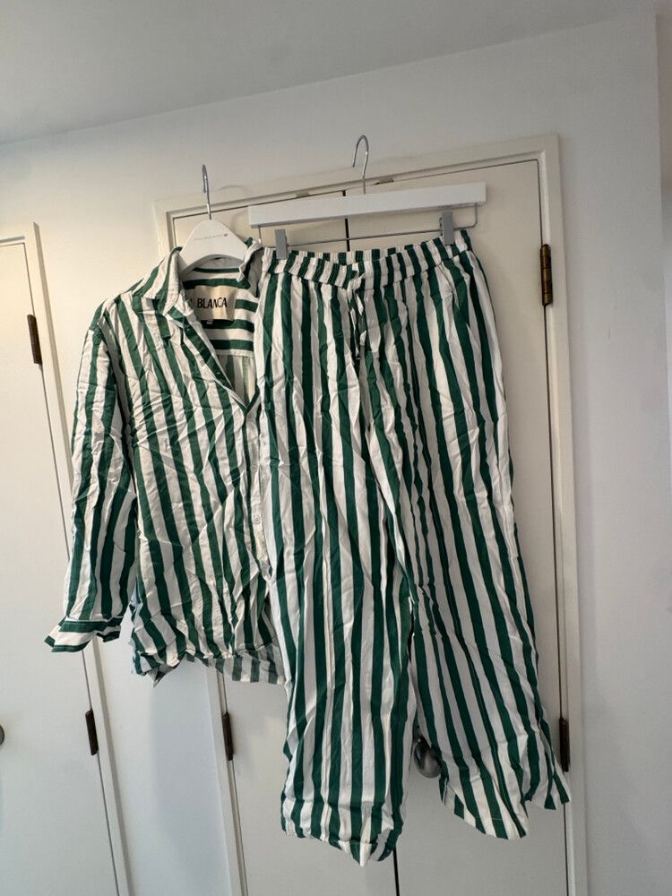 Blanca Green and White Striped Matching Set