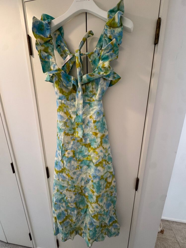 Zimmermann Blue Green Tie Dye Dress