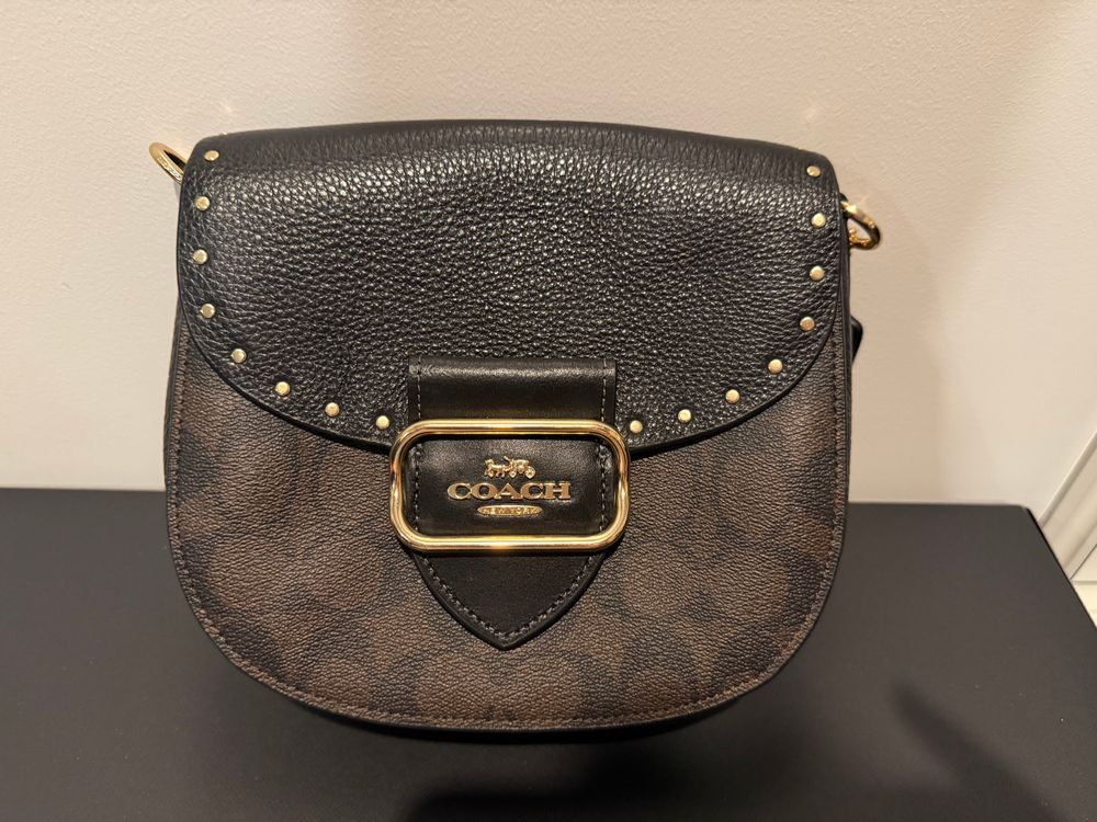 Coach Morgan Saddle Bag - Signature Canvas & Black Leather