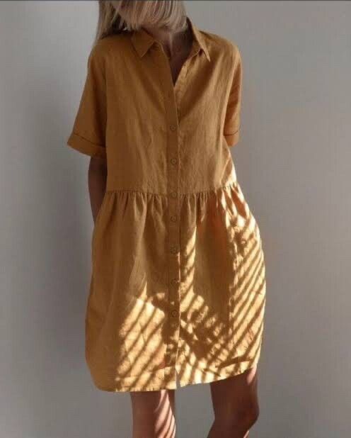 Decjuba Basics Tan Linen Shirt Dress