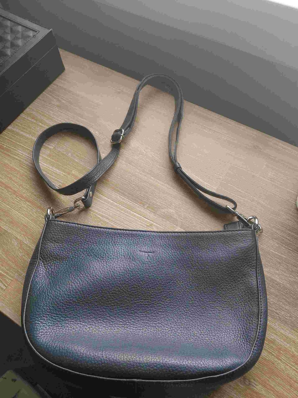 Urban Forest dark navy leather crossbody bag