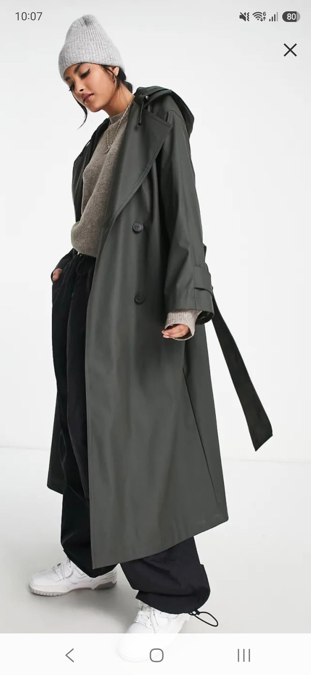 Asos dark khaki trench style rain coat