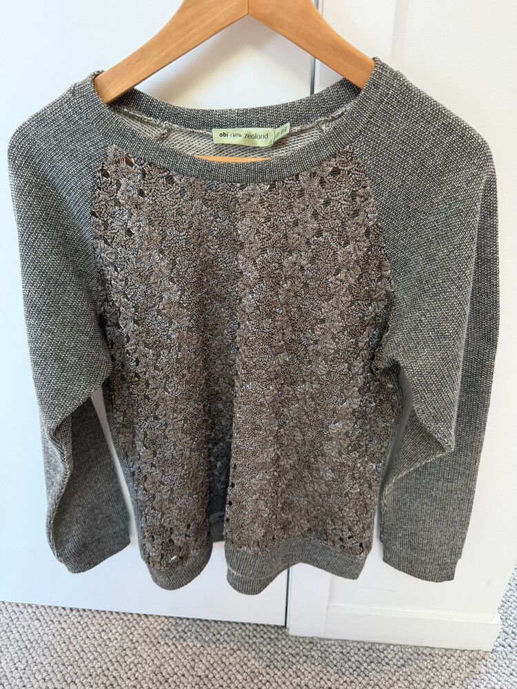 Obi New Zealand Brown Grey Lurex  Top