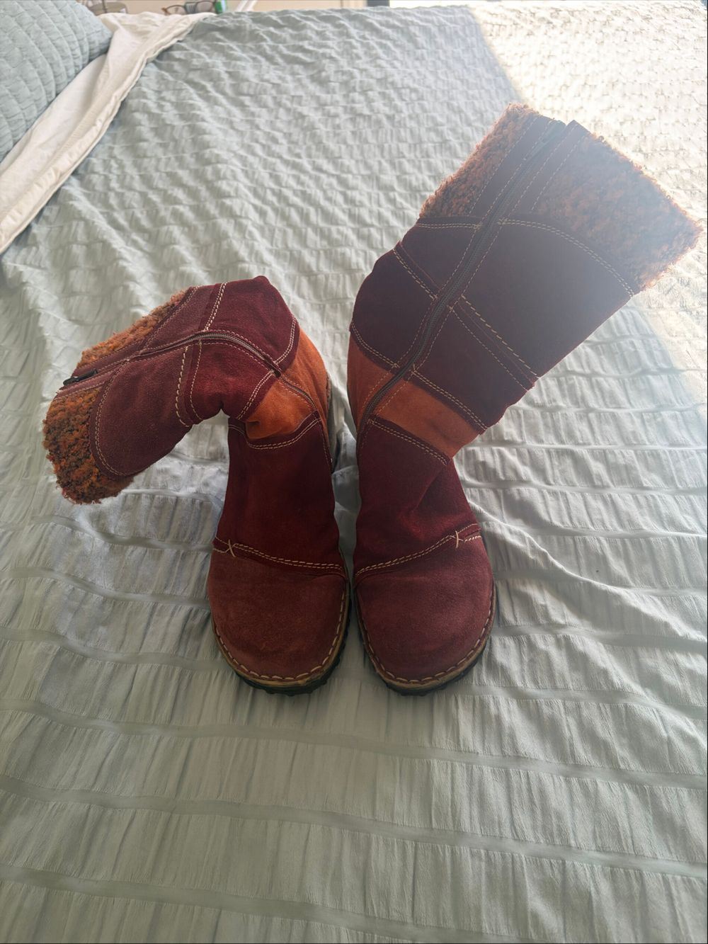 Josef Seibel Red And Orange Suede Boots