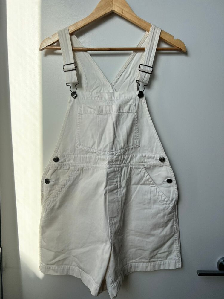 Vintage White Short Overalls