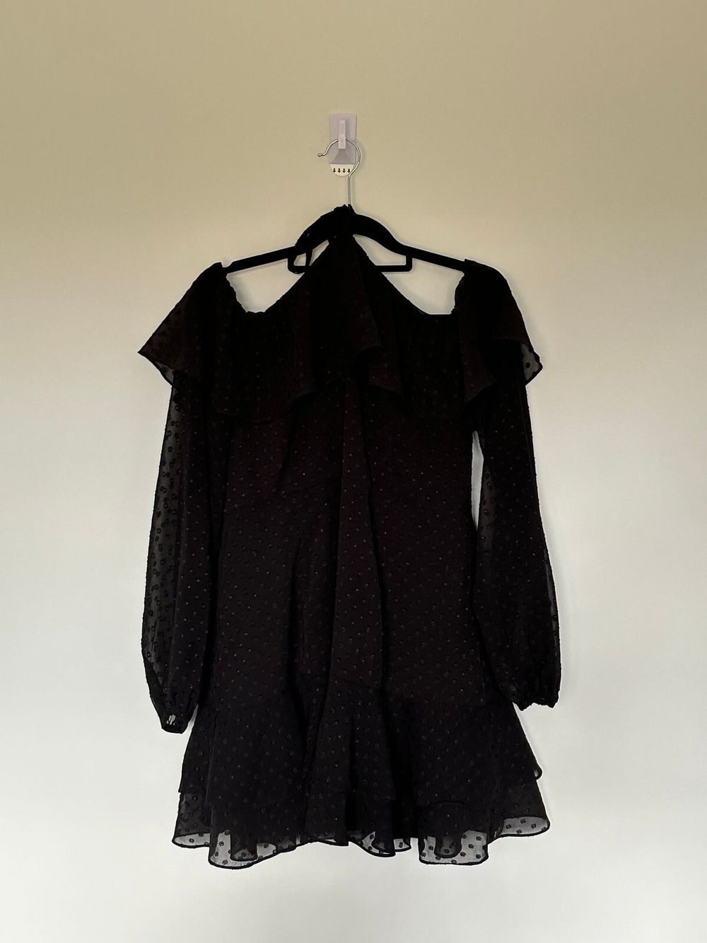 Black Halter Neck Long Sleeve Dress