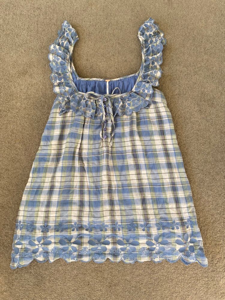 free people blue plaid dress Free People Eight Days A Week Long Sleeve Plaid Shirt Dress Blue XS –  Baystate Boutique & Consignment main image 0