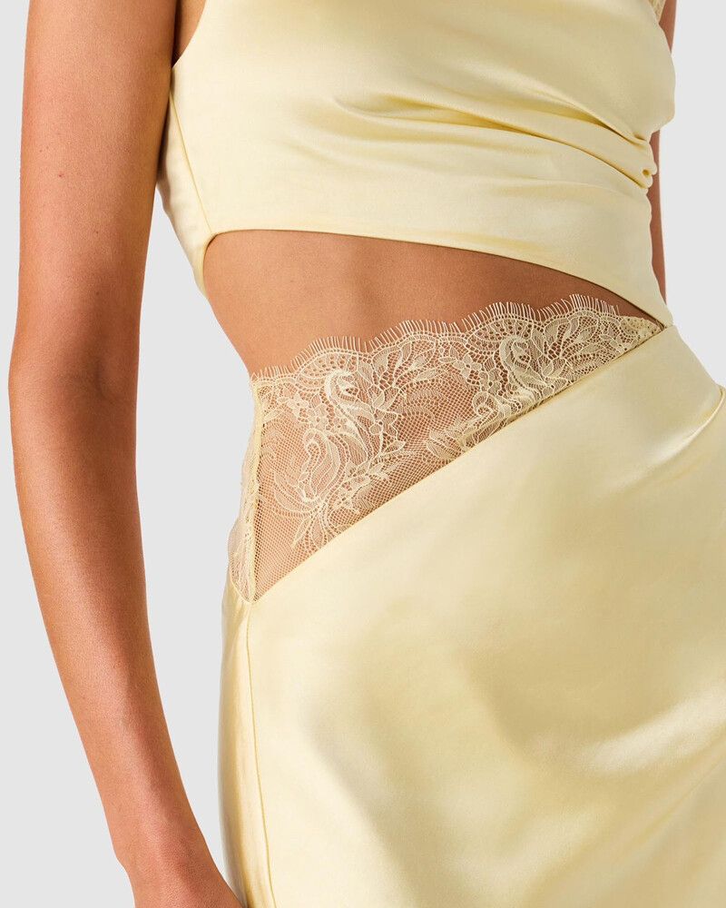 Misha Collection - Misha Kimora Yellow Lace Maxi Dress on Designer Wardrobe