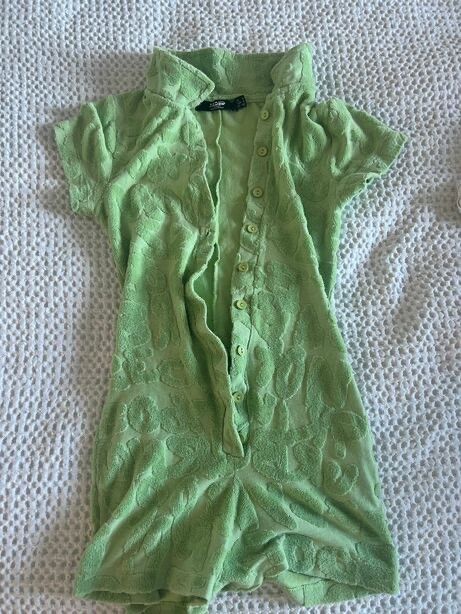 Toweling playsuit in green