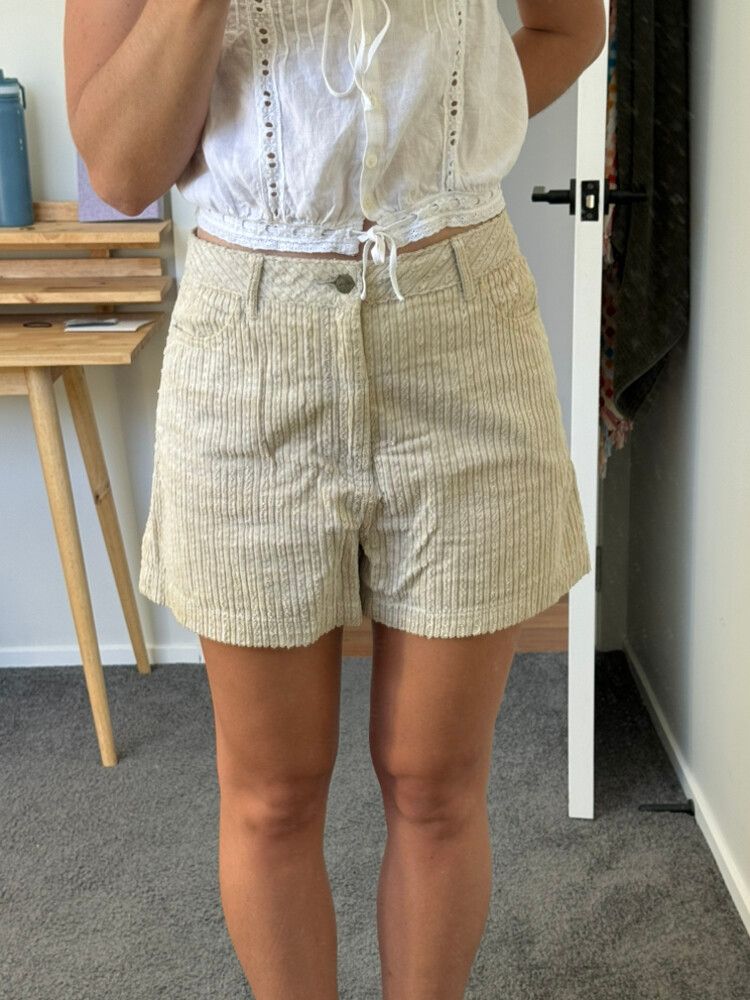 Afends Beige Corduroy Shorts