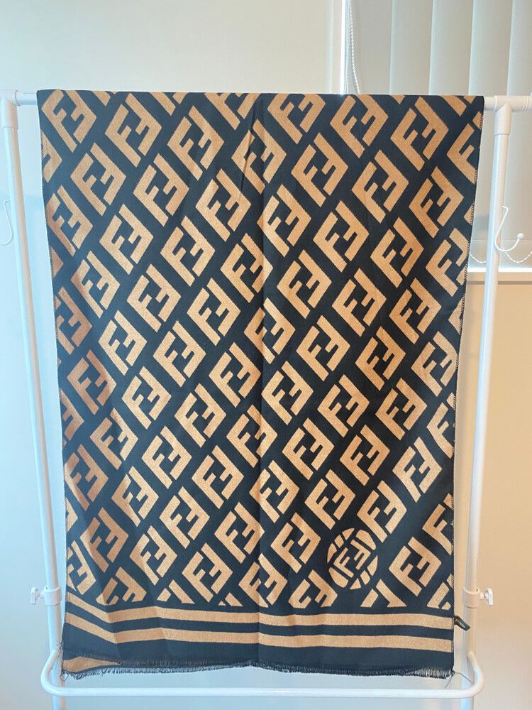 Black and Beige Monogram Scarf