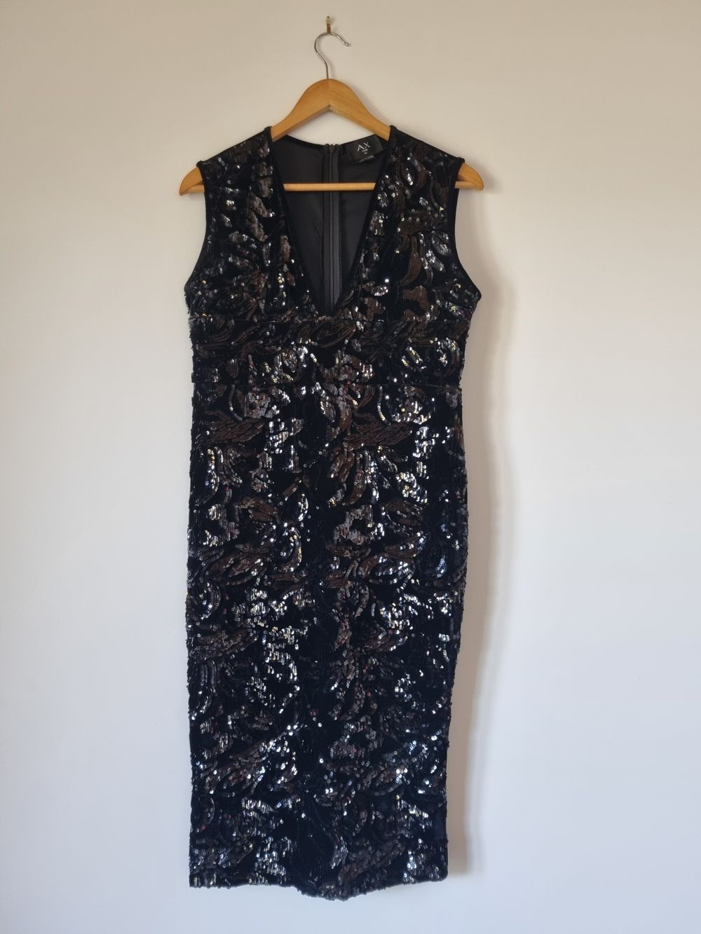 slim fit dress slacks Black Velvet Sequin V Neck Midi Dress – AX Paris main image 1