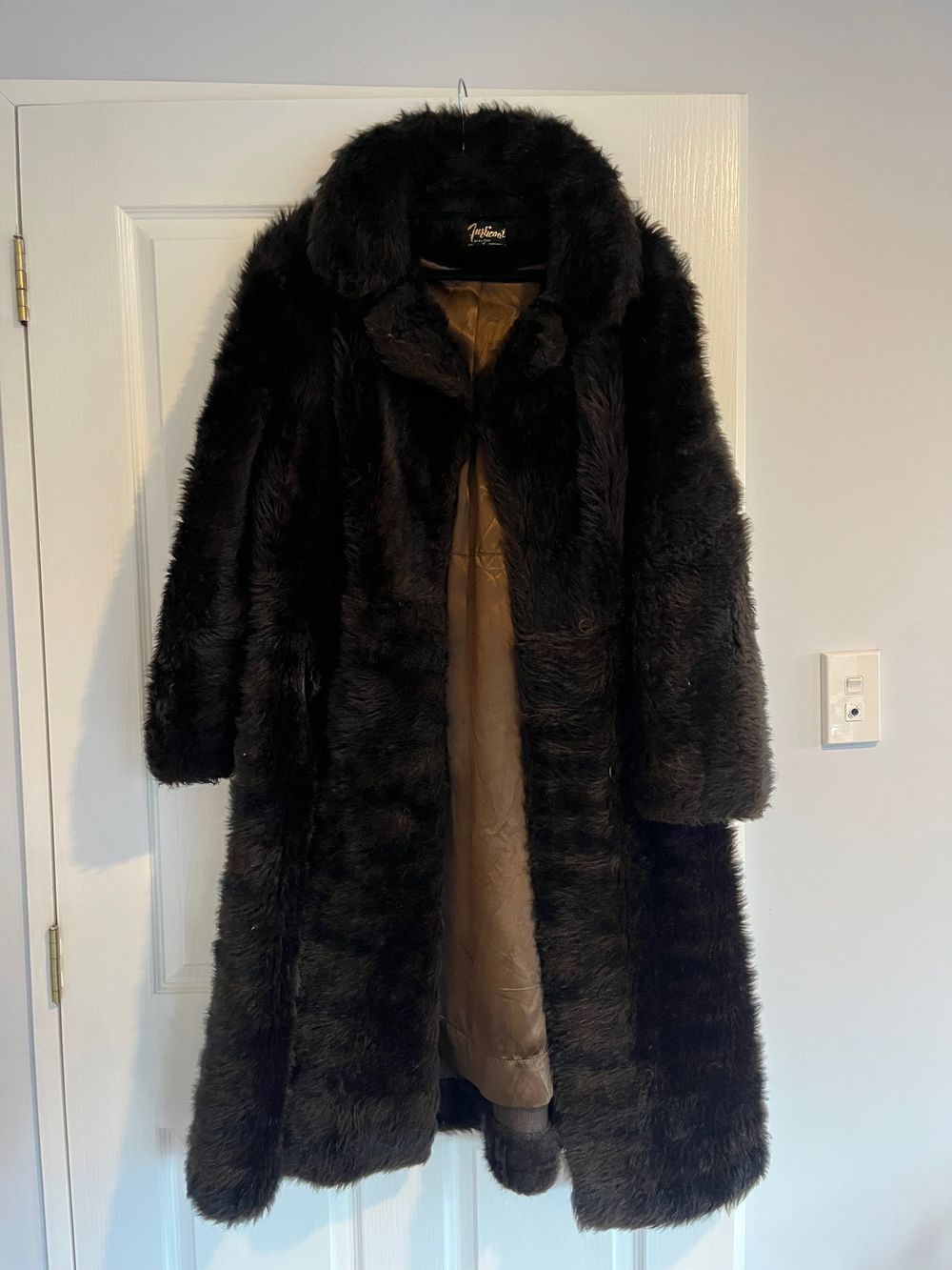 Brown long fur coat