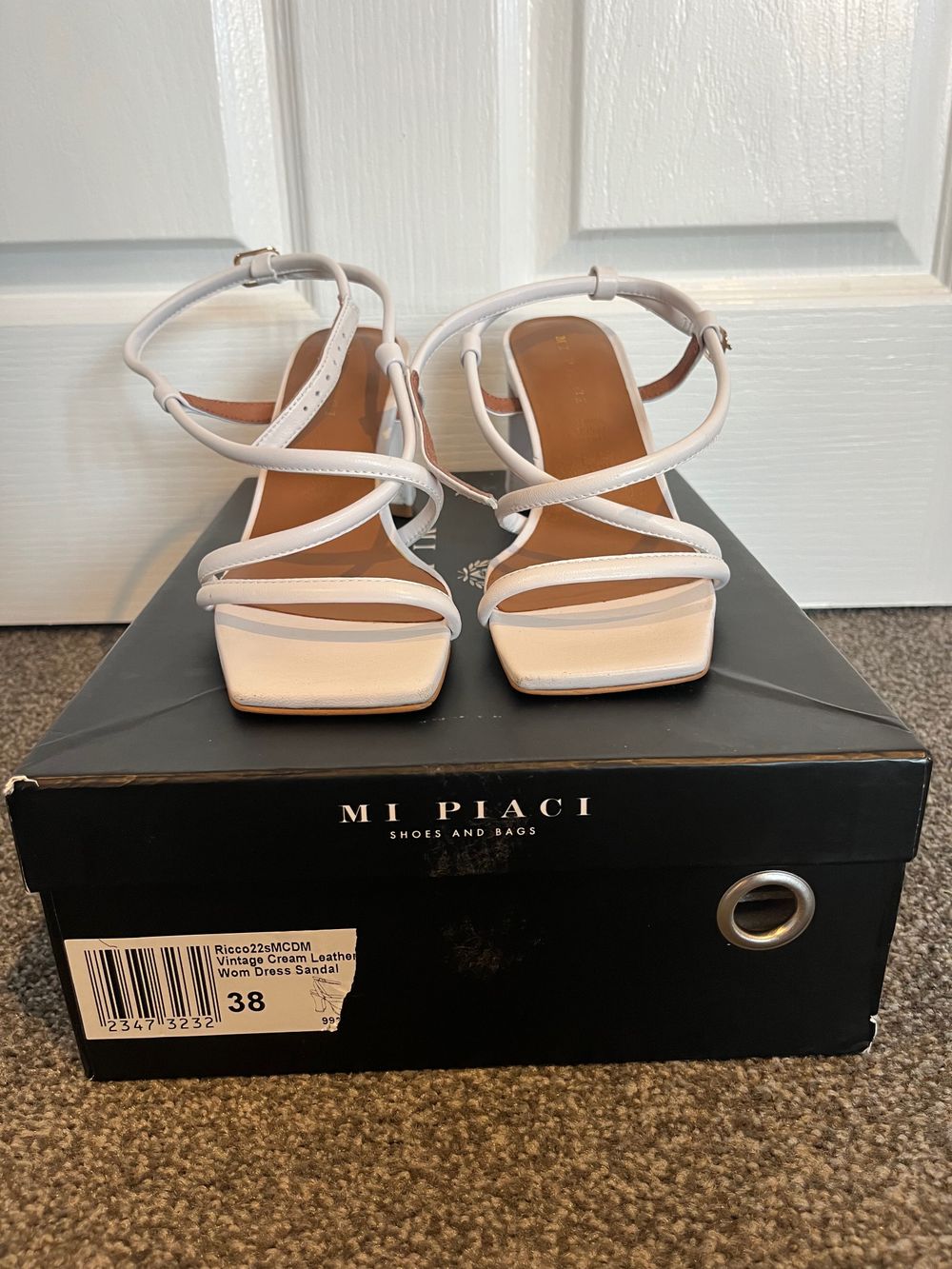 Mi Piaci White Strappy Heeled Sandals