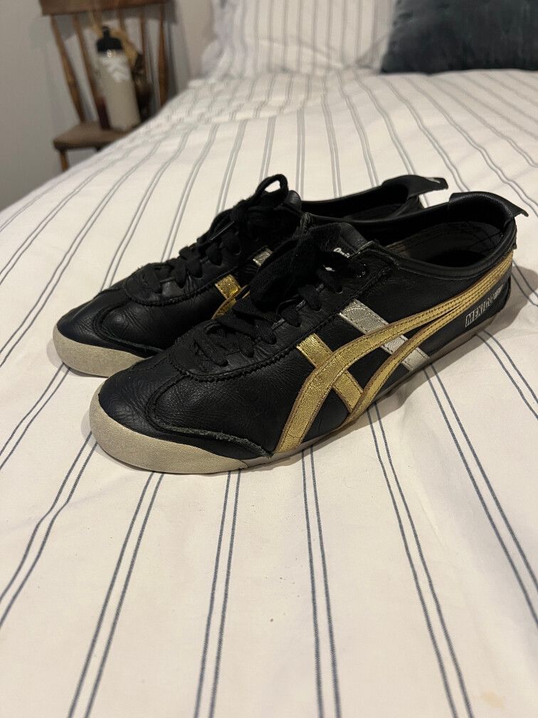 Onitsuka Tiger Black and Gold Mexico 66 Sneakers