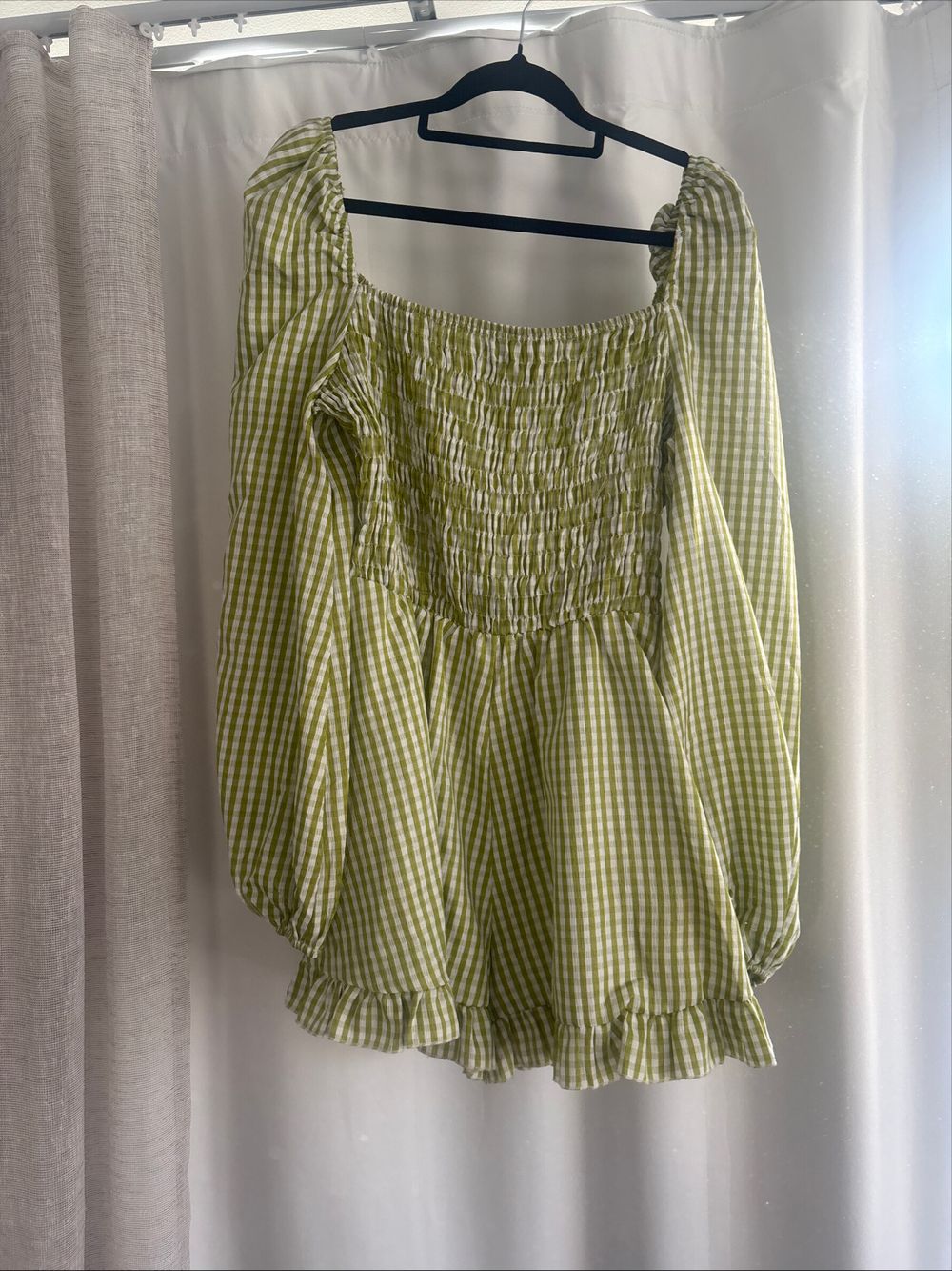 Green White Gingham Playsuit