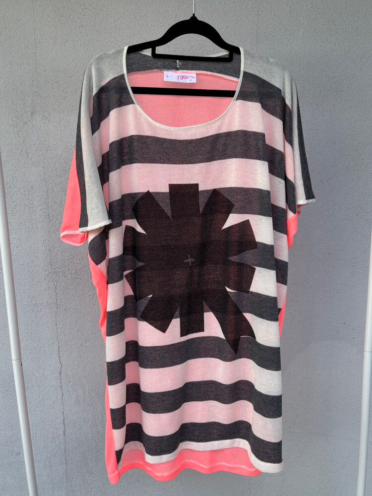 Fine Knit Striped Oversize T-Shirt