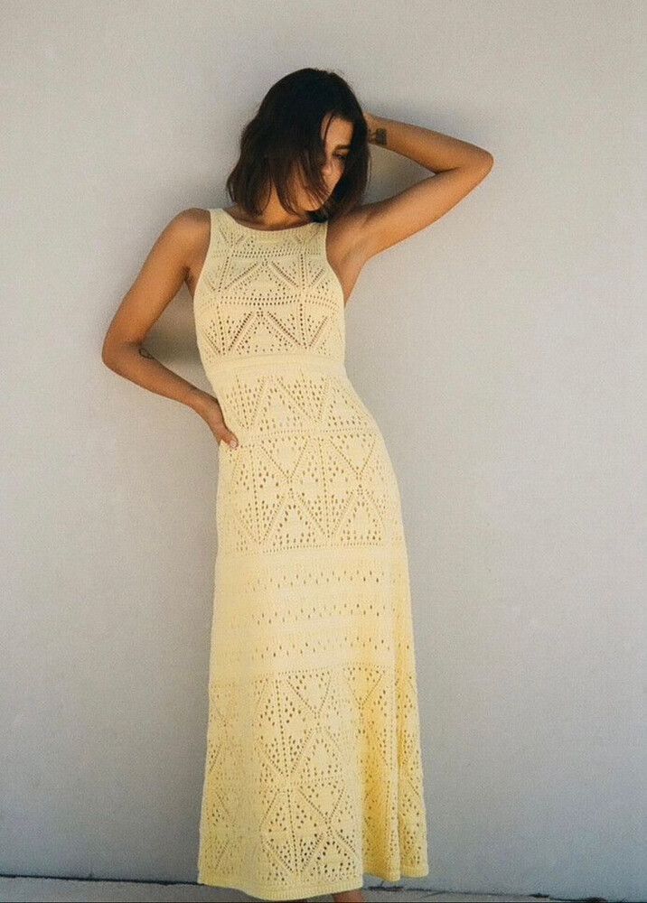 zara gold crochet dress Zara Rose Crochet Maxi Dress