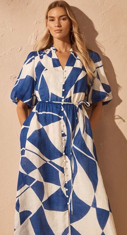 Forever New - Forever New Blue White Midi Dress on Designer Wardrobe