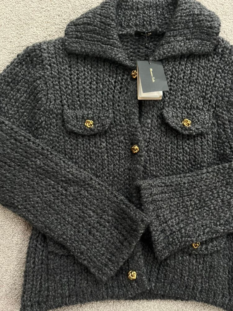 Massimo Dutti Grey Knit Cardigan