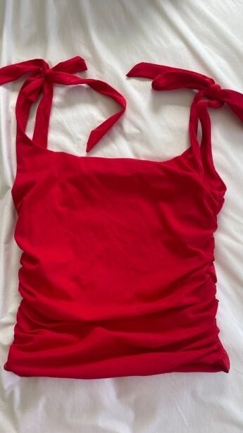 Red Tie Shoulder Tank Top