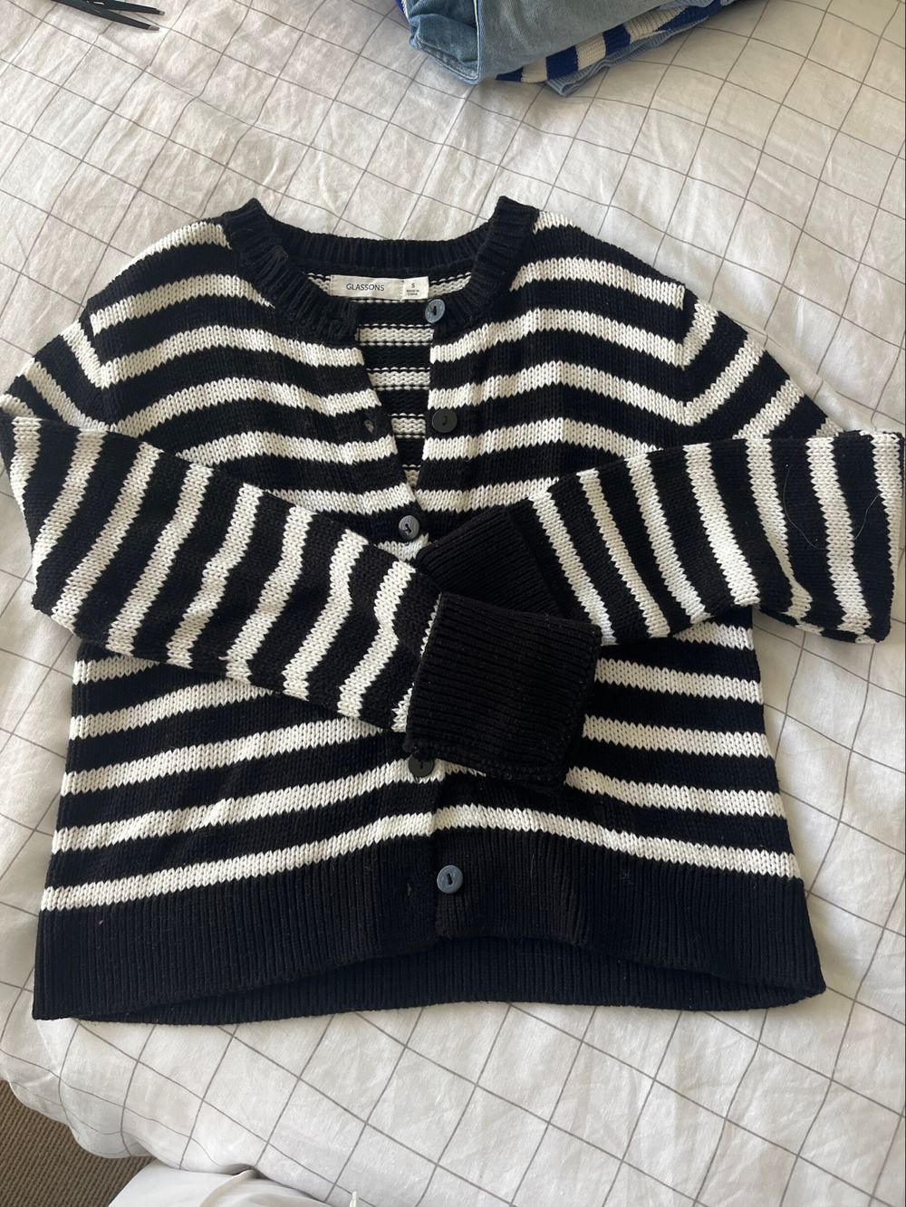 Glassons Black White Stripe Knit Cardigan