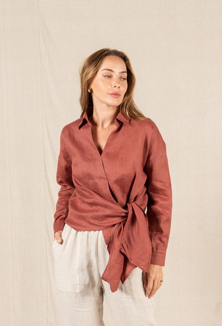 Valeria Label Rust Linen Shirt