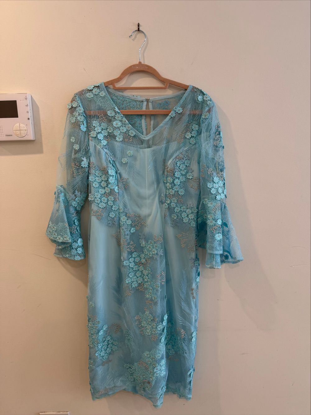Jesse Harper Blue Floral Embroidered Midi Dress