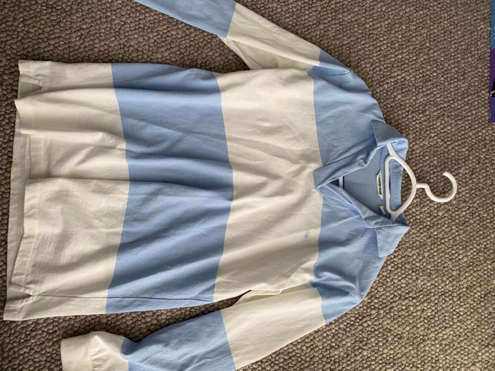 Country Road blue and white rugby jersey
